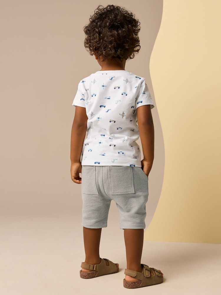 White Transport All-Over Print T-Shirt & Shorts Set (3mths-7yrs) - Image 2 of 8