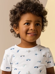 White Transport All-Over Print T-Shirt & Shorts Set (3mths-7yrs) - Image 3 of 8