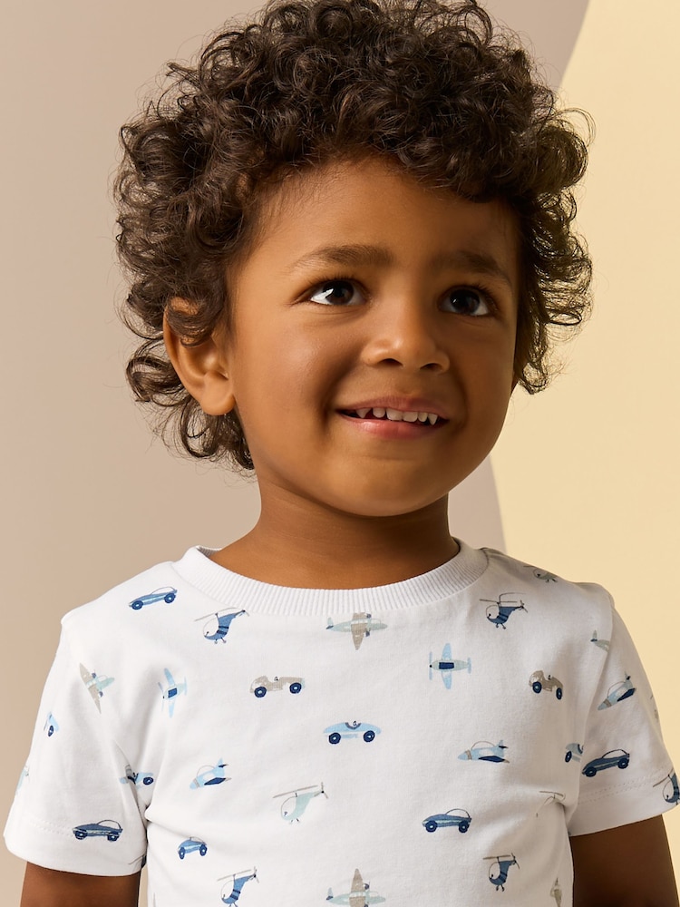 White Transport All-Over Print T-Shirt & Shorts Set (3mths-7yrs) - Image 3 of 8