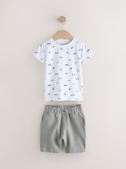 White Transport All-Over Print T-Shirt & Shorts Set (3mths-7yrs) - Image 5 of 8