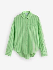 Green Stripe Long Sleeve Shirt With Linen - Image 4 of 7