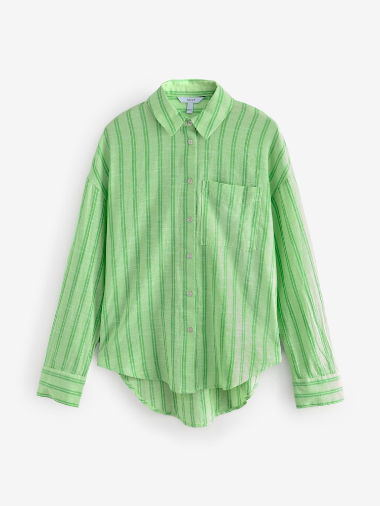 Green Stripe Long Sleeve Shirt With Linen - Image 4 of 7