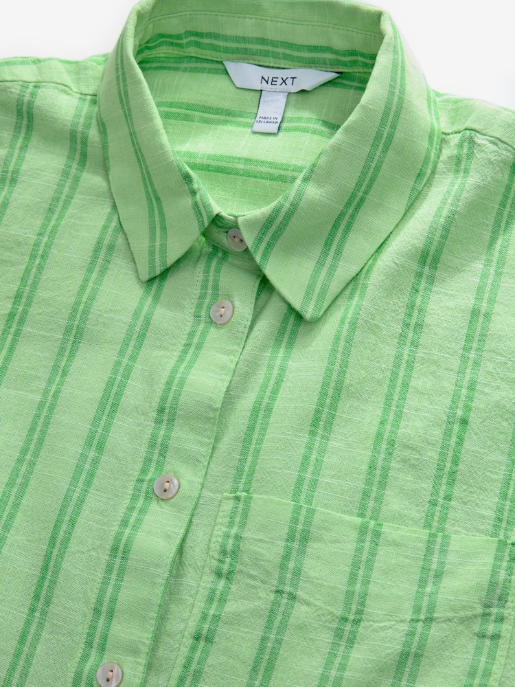 Green Stripe Long Sleeve Shirt With Linen - Image 5 of 7