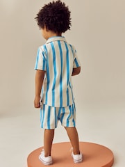 Blue/White Stripe Short Sleeve Shirt & Shorts Set (3mths-7yrs) - Image 3 of 9