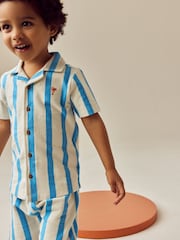 Blue/White Stripe Short Sleeve Shirt & Shorts Set (3mths-7yrs) - Image 4 of 9