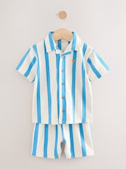 Blue/White Stripe Short Sleeve Shirt & Shorts Set (3mths-7yrs) - Image 6 of 9