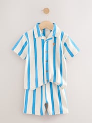 Blue/White Stripe Short Sleeve Shirt & Shorts Set (3mths-7yrs) - Image 8 of 9