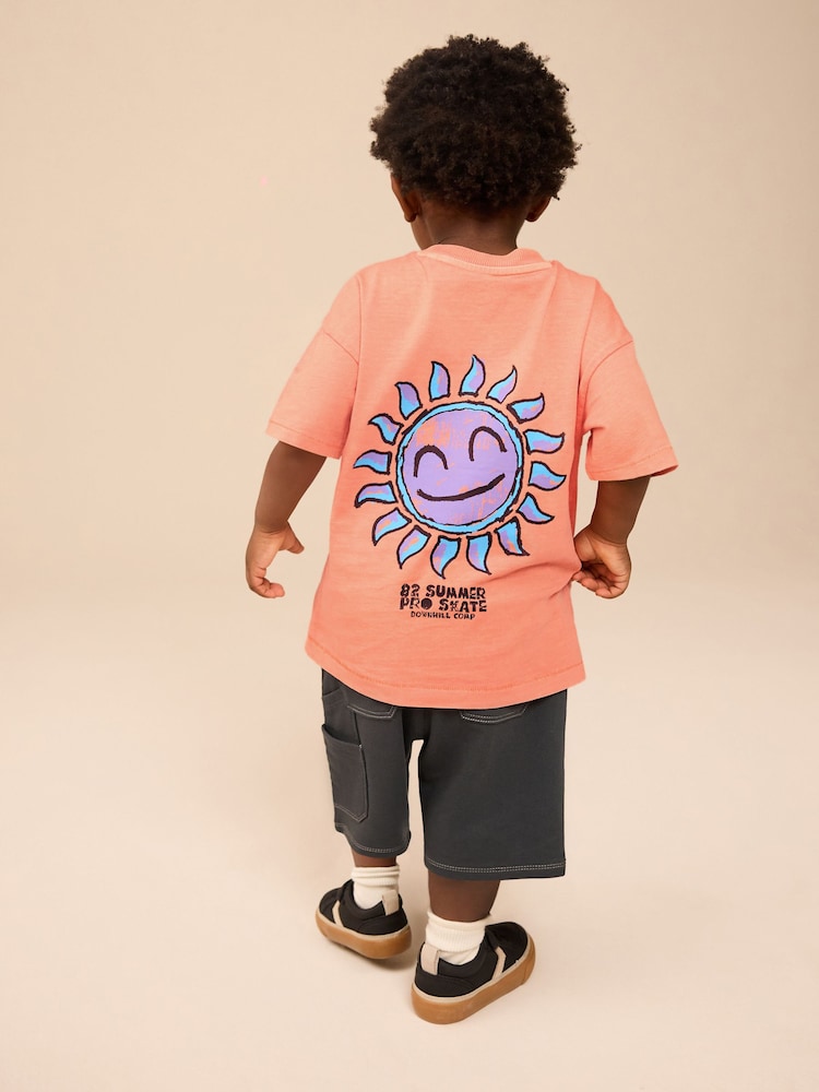 Naranja/negro - Short Sleeve T-Shirt & Carpenter Shorts Set (3mths-7yrs) - Imagen 2 de 8 Naranja/negro - Short Sleeve T-Shirt & Carpenter Shorts Set (3mths-7yrs) - Imagen 2 de 8