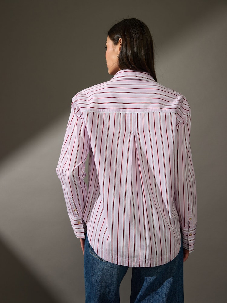 Rayas moradas - Camisa holgada estilo boyfriend con botones de algodón 100% - Imagen 2 de 7 Rayas moradas - Camisa holgada estilo boyfriend con botones de algodón 100% - Imagen 2 de 7
