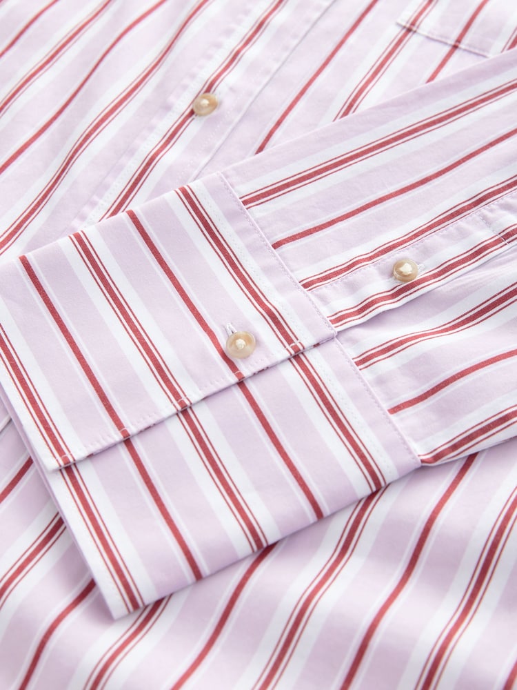 Lilac Purple Stripe Relaxed Boyfriend Fit 100% Cotton Button Down Shirt - Image 6 of 7