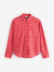 Red/Pink Gingham Long Sleeve Shirt With Linen - Image 5 of 7