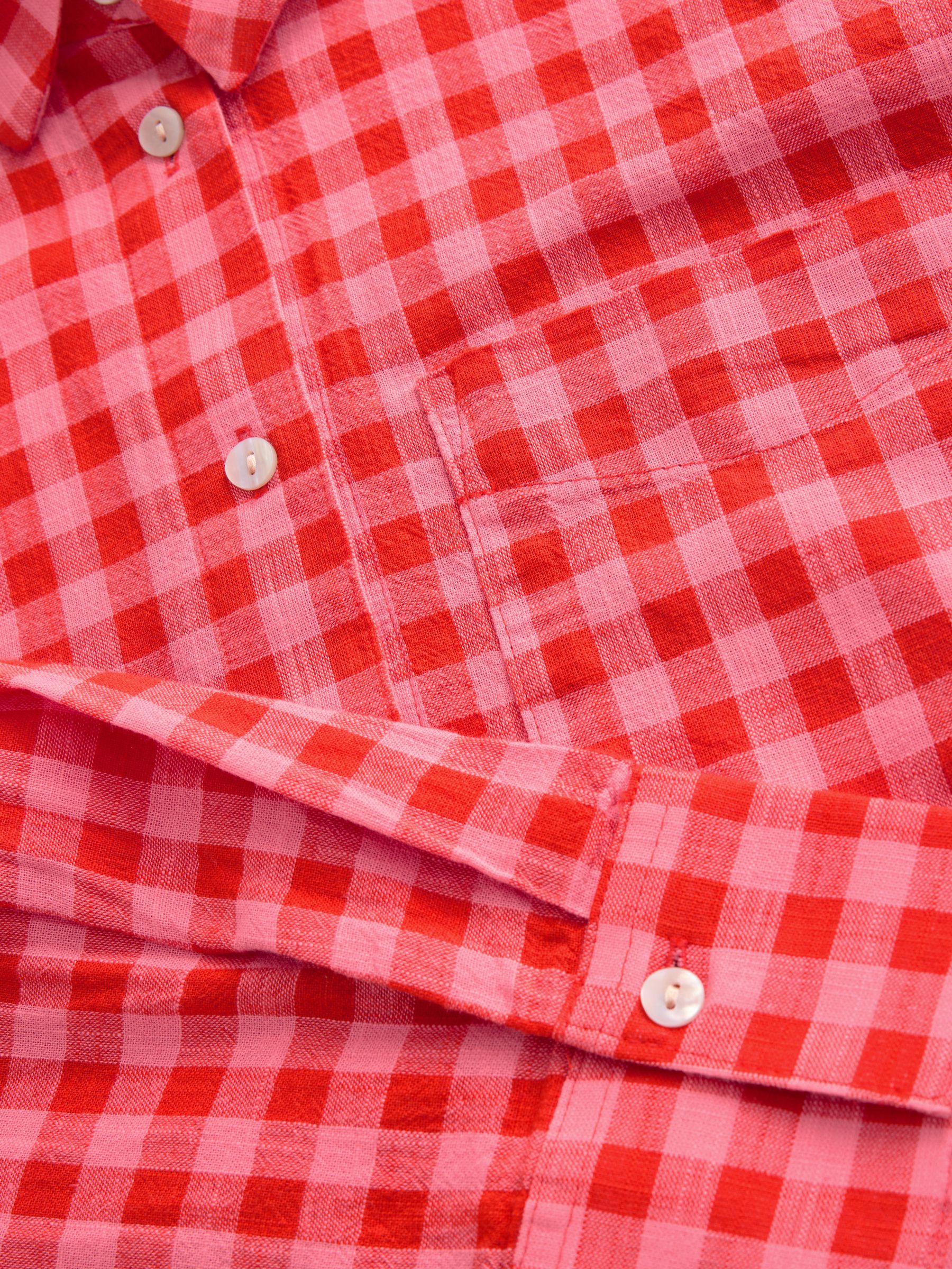 Buy Red/Pink Gingham Long Sleeve Shirt With Linen from Next USA
