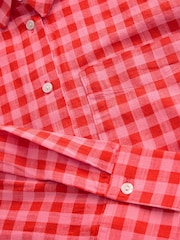 Red/Pink Gingham Long Sleeve Shirt With Linen - Image 6 of 7
