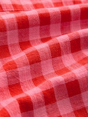 Red/Pink Gingham Long Sleeve Shirt With Linen - Image 7 of 7