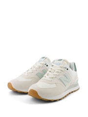 New Balance White/Green Womens 574 Trainers - Image 5 of 9