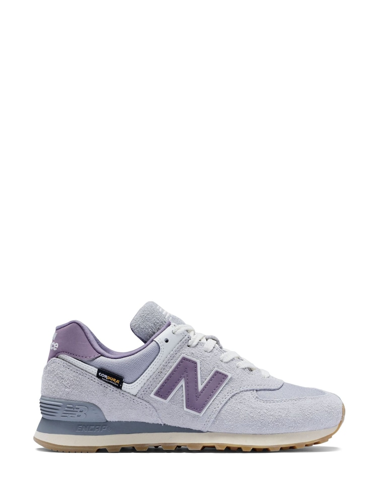 New Balance Grey/Pink/White Womens 574 Trainers - Image 1 of 10