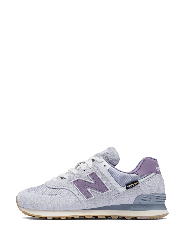 New Balance Grey/Pink/White Womens 574 Trainers - Image 2 of 10