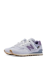 New Balance Grey/Pink/White Womens 574 Trainers - Image 6 of 10