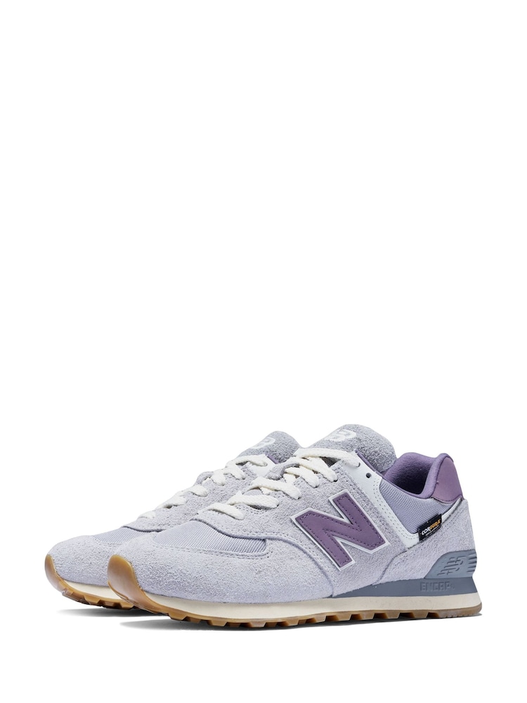 New Balance Grey/Pink/White Womens 574 Trainers - Image 6 of 10