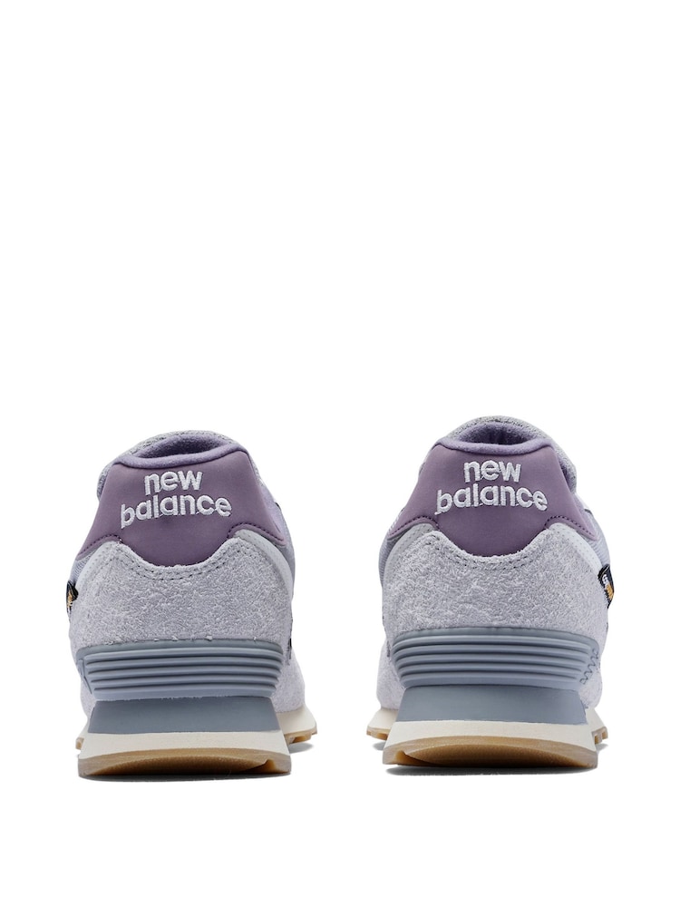 New Balance Grey/Pink/White Womens 574 Trainers - Image 7 of 10