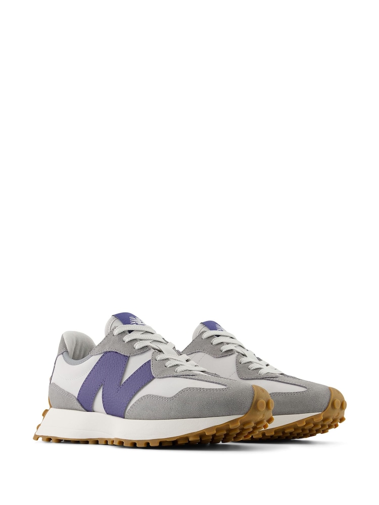 New Balance White/Green Womens 327 Trainers - Image 3 of 7