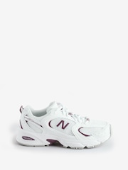 New Balance White/Burgundy Womens 530 Trainers - Image 1 of 12