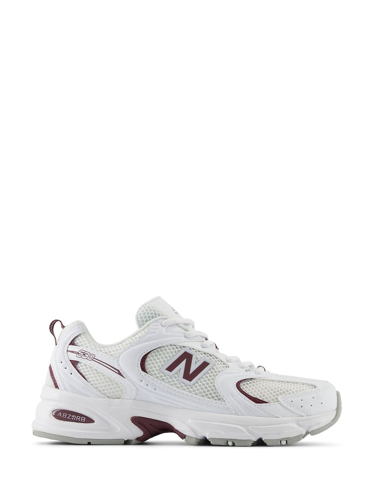 New Balance White/Burgundy Womens 530 Trainers - Image 1 of 12