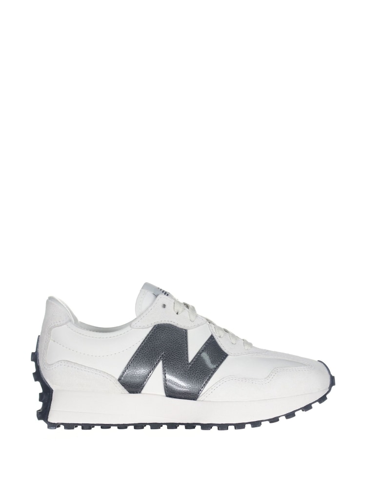 New Balance White/Blue Womens 327 Trainers - Image 2 of 6
