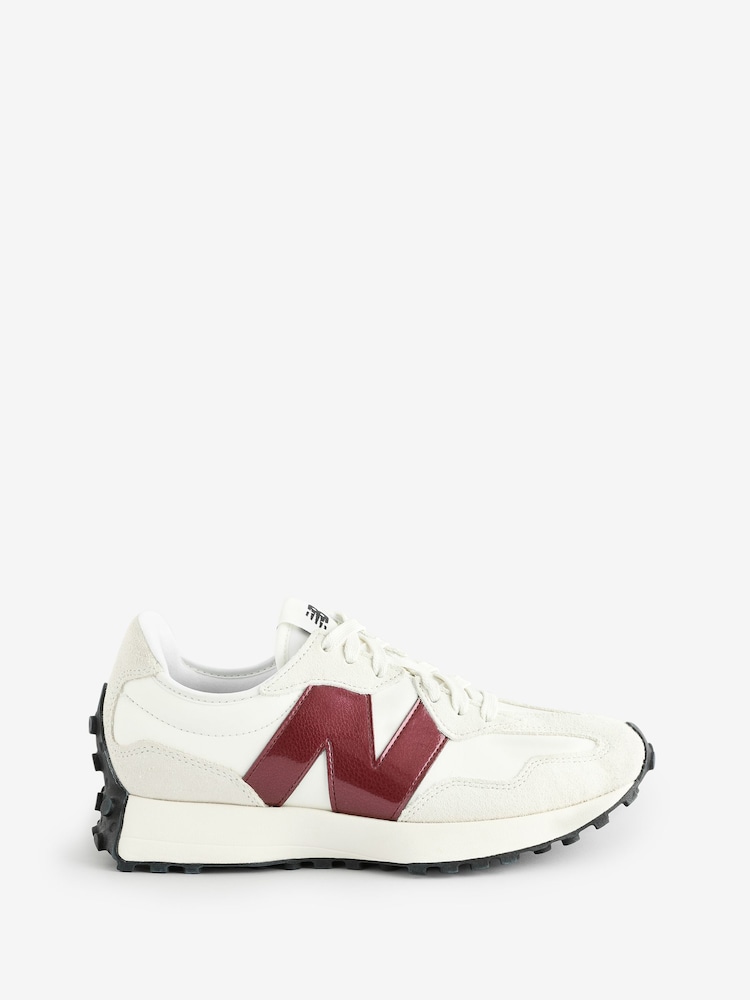 New Balance White/Burgundy Womens 327 Trainers - Image 1 of 6