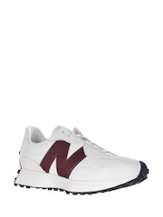 New Balance White/Burgundy Womens 327 Trainers - Image 4 of 6
