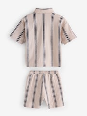 Neutral Striped Short Sleeve Shirt & Shorts Set (3mths-7yrs) - Image 2 of 4