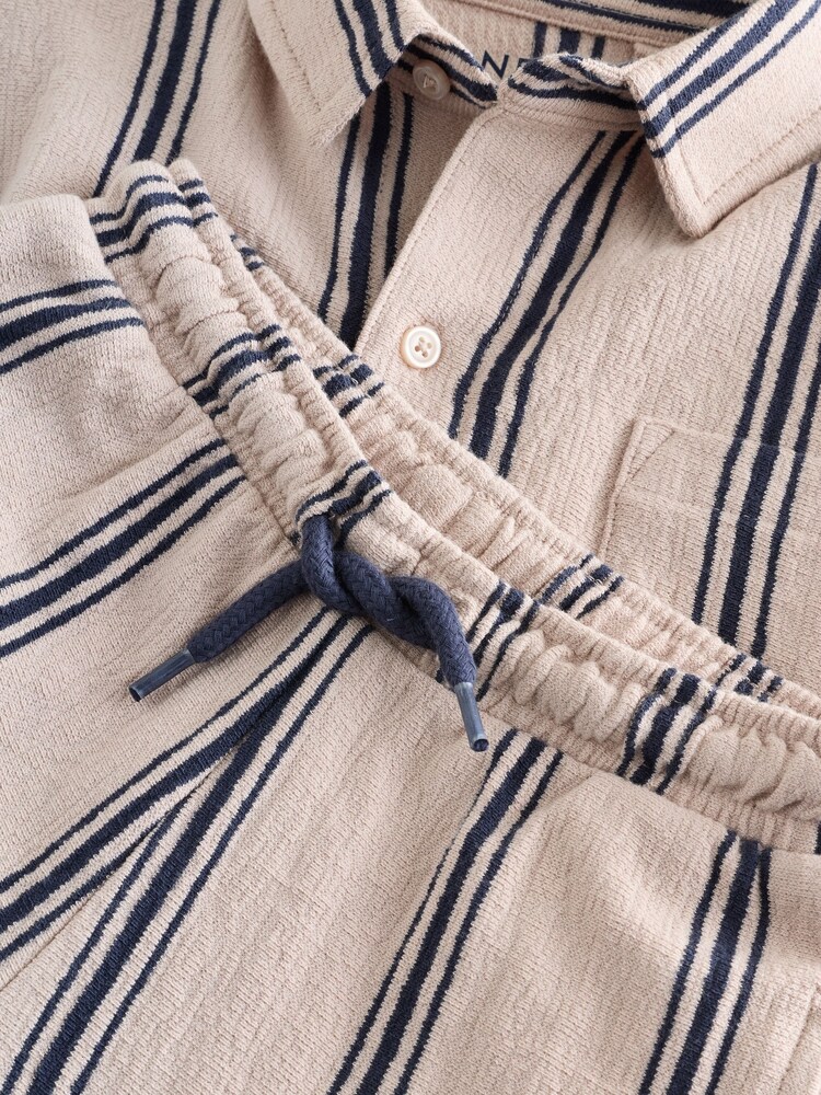 Neutral Striped Short Sleeve Shirt & Shorts Set (3mths-7yrs)