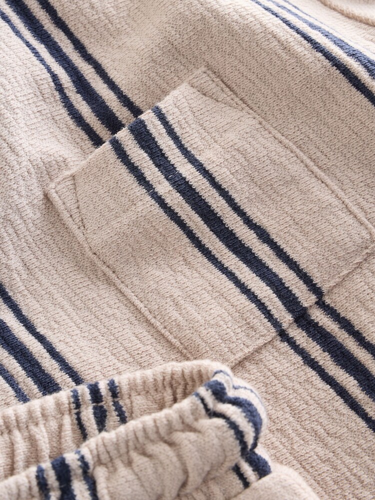 Neutral Striped Short Sleeve Shirt & Shorts Set (3mths-7yrs)