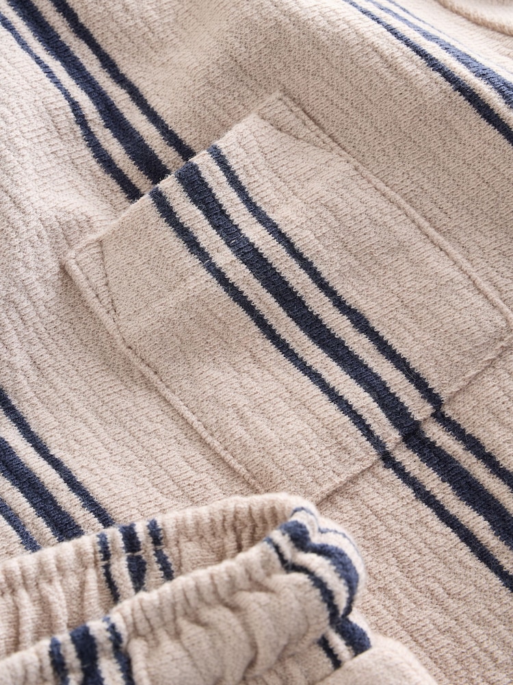 Neutral Striped Short Sleeve Shirt & Shorts Set (3mths-7yrs) - Image 4 of 4
