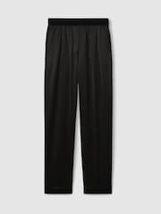 Reiss Black Elea Satin Elasticated Tapered Trousers - Image 2 of 6