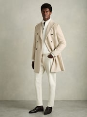 Reiss Oatmeal Timpano Wool-Blend Double-Breasted Coat - Image 1 of 7