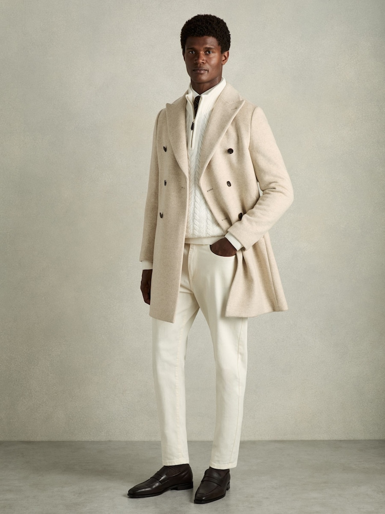 Reiss Oatmeal Timpano Wool-Blend Double-Breasted Coat - Image 1 of 7