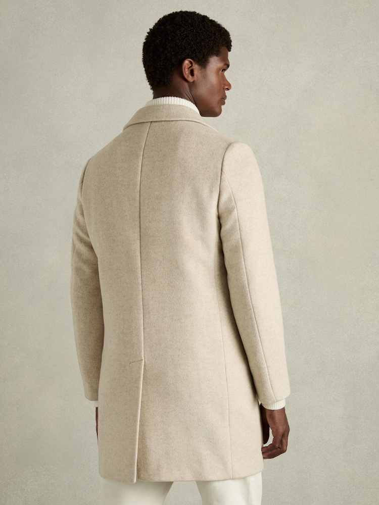 Reiss Oatmeal Timpano Wool-Blend Double-Breasted Coat - Image 6 of 6 Reiss Oatmeal Timpano Wool-Blend Double-Breasted Coat - Image 6 of 6