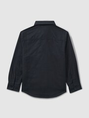 Reiss Navy/Camel Benton Cotton-Oxford Embroidered Button-Down Shirt - Image 2 of 3