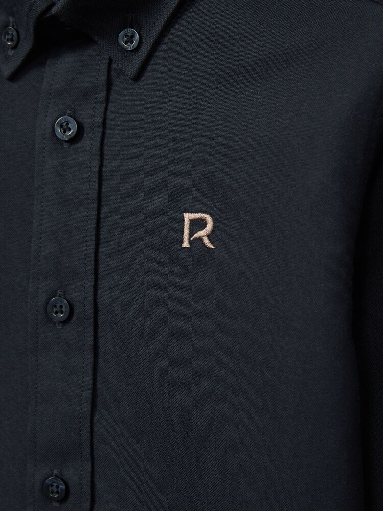 Reiss Navy/Camel Benton Cotton-Oxford Embroidered Button-Down Shirt - Image 3 of 3 Reiss Navy/Camel Benton Cotton-Oxford Embroidered Button-Down Shirt - Image 3 of 3