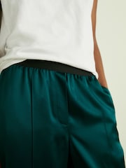 Reiss Teal Elea Satin Elasticated Tapered Trousers - Image 4 of 7