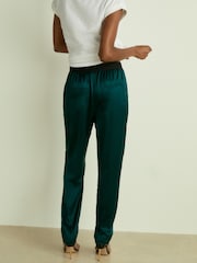 Reiss Teal Elea Satin Elasticated Tapered Trousers - Image 5 of 7