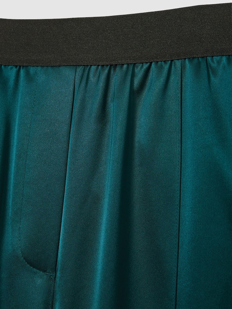 Reiss Teal Elea Satin Elasticated Tapered Trousers - Image 7 of 7