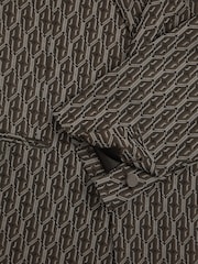 Reiss Chocolate Brown Delt Monogram-Jacquard Twill Blazer - Image 7 of 7