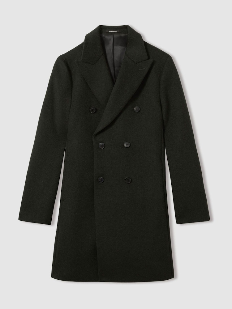 Reiss Dark Green Timpano Wool-Blend Double-Breasted Coat - Image 2 of 6