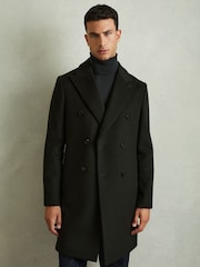 Reiss Dark Green Timpano Wool-Blend Double-Breasted Coat - Image 3 of 6