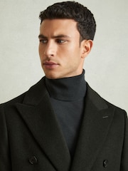 Reiss Dark Green Timpano Wool-Blend Double-Breasted Coat - Image 4 of 6