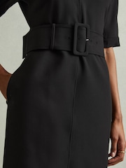 Reiss Black Nora Belted Mini Dress - Image 3 of 5