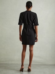 Reiss Black Nora Belted Mini Dress - Image 4 of 5