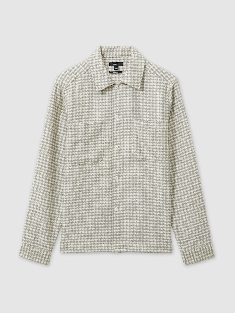 Reiss Grey/White Naqua Dogtooth Twill Overshirt - Image 2 of 6